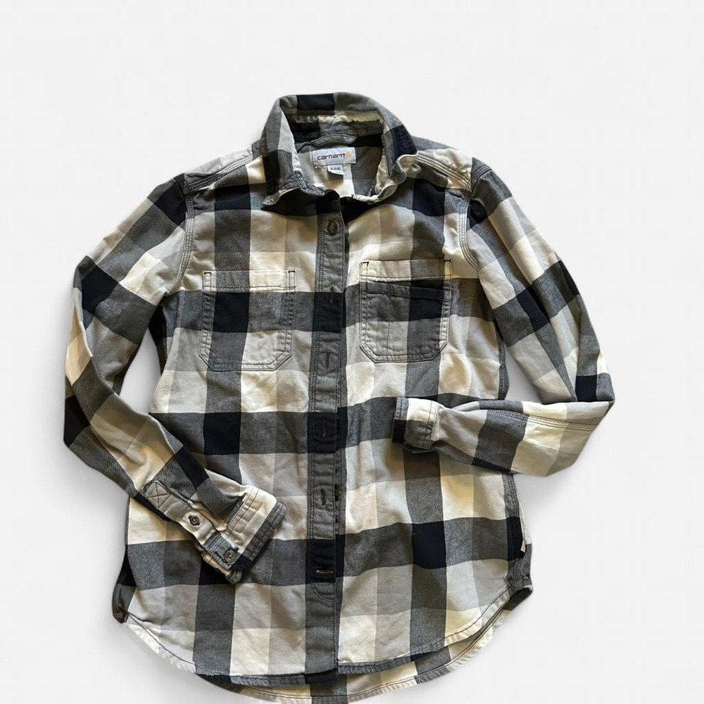Carhartt black + white plaid button-up shirt Size S